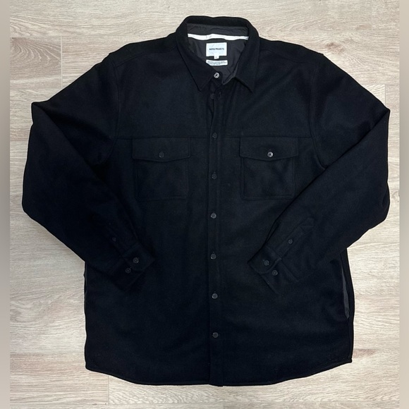 Norse Projects Villads Melton Wool Overshirt in Black - Picture 4 of 16